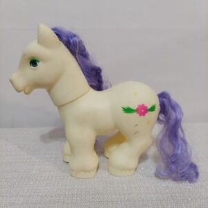 Cream Pony With‎ Brushable Purple Hair 9" tall